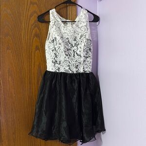 Elegant Black and White Lace Dress